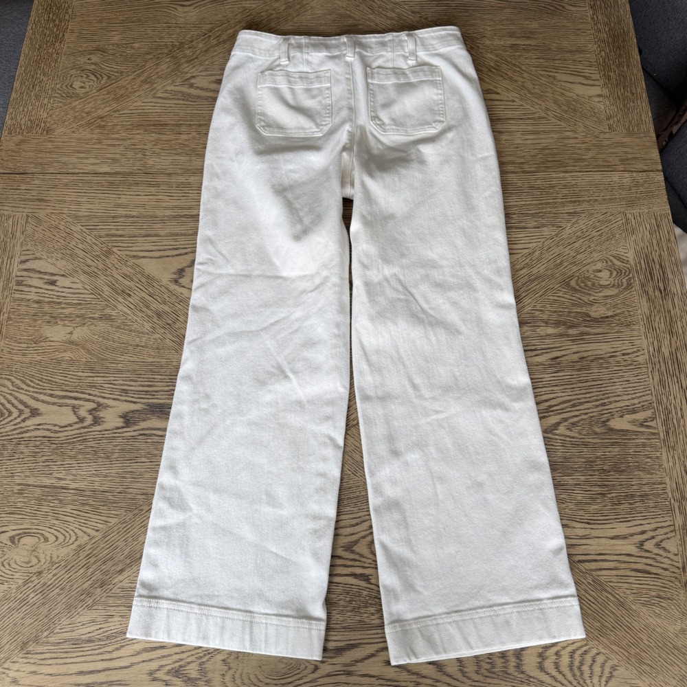Talbots Womens White Wide Leg Patch Pocket Denim Pants High Rise Size 8P - Picture 3 of 10